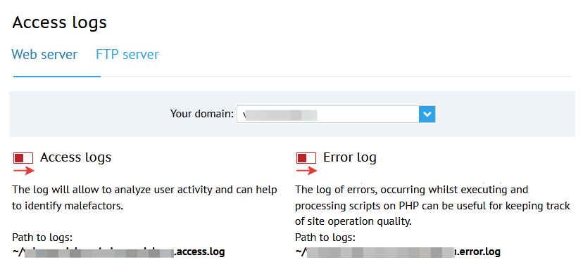 Server logs: access & error logs